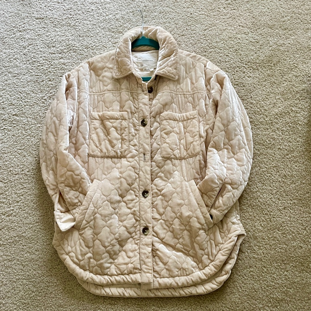Anthropology Quilted Velvet Shirt Jacket